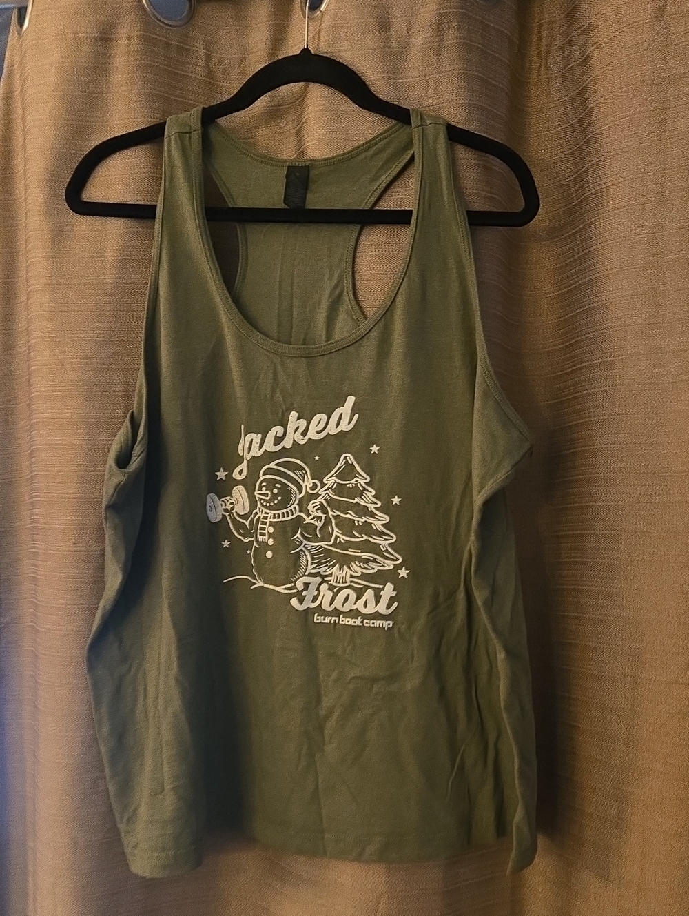 Burn Boot Camp Women's Olive Green Graphic Tank Top - Jacked Frost